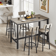 thumbnail image 1 of GNIXUU 5 Piece Long Bar Table and Chairs Set, Industrial Counter Height Pub Table and 4 PU Soft Stools with Backrest, High Kitchen Breakfast Tables Set for Restaurant, Dining Room,Gray, 1 of 7