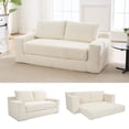 thumbnail image 1 of GNIXUU 70.8" Loveseat Sofa Bed Boneless Couch ,Corduroy Cloud 2 in 1 Convertible Sleeper Sofas with Fixed-Shape Frame, Comfy Deep Seat Folding Couches for Living Room, Apartment,Office,Beige, 1 of 5