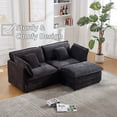 thumbnail image 1 of GNIXUU 70" Modern Sectional Sofa Cloud Couch, Chenille Fabric Double-Upholstered Comfy Sleeper Sofa, Wide Loveseat Couches with Moveable Ottoman for Living Room, Apartment, Office, Black, 1 of 6
