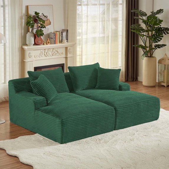 GNIXUU 78"Oversized Double Chaise Lounge Indoor, Corduroy Sleeper Sectional Couch, Upholstered Boneless Cloud Sofa Deep Seat, Comfy Plush Chair Bed for Living Room