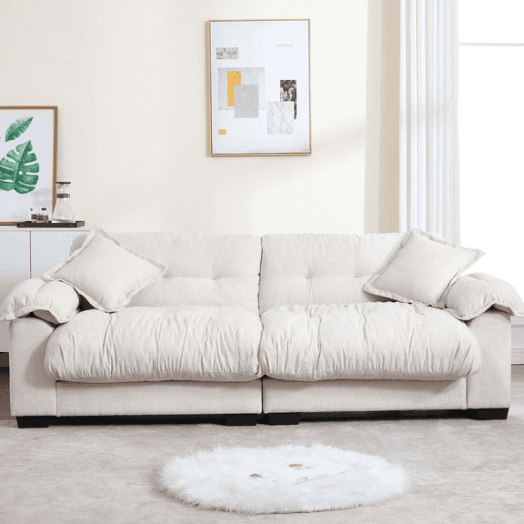 GNIXUU 90.5" Oversized Loveseat ,Chenille Modern Cloud Couch Loveseat for Small Spaces, 2 Seater Recliner Sofa Comfy Sleeper Sofas Easy Assembly for Living Room ,Study Room, Office,Beige