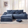 thumbnail image 1 of GNIXUU 98.8” Modular Sectional Sofa, Cloud Boneless Couch with Deep Seat Chaise, Comfy Corduroy L-Shape Convertible Modern Sponge Compression Sofas for Living Room,Bedroom,Office,Blue, 1 of 6