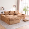 thumbnail image 1 of GNIXUU 98.8” Modular Sectional Sofa, Cloud Boneless Couch with Deep Seat Chaise, Comfy Corduroy L-Shape Convertible Modern Sponge Compression Sofas for Living Room,Bedroom,Office,Brown, 1 of 4