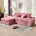 thumbnail image 1 of GNIXUU 98.8” Modular Sectional Sofa, Cloud Boneless Couch with Deep Seat Chaise, Comfy Corduroy L-Shape Convertible Modern Sponge Compression Sofas for Living Room,Bedroom,Office,Pink, 1 of 7