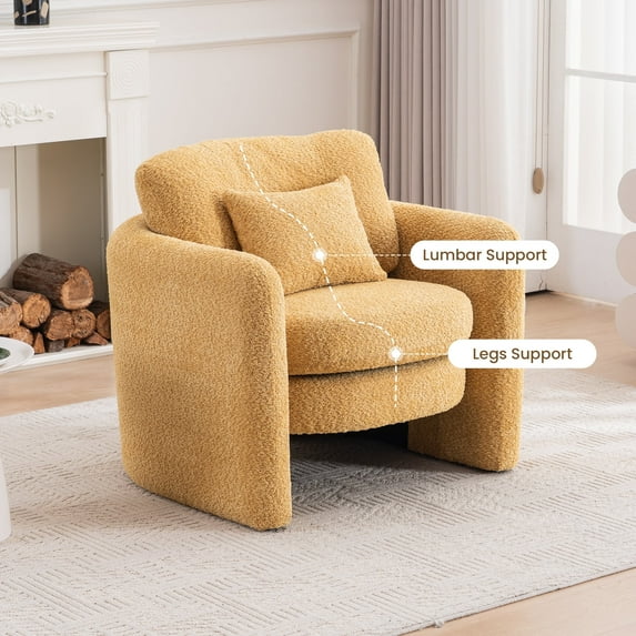 GNIXUU Chenille Oversized Accent Armchair ,35 " Wide Comfy Reading Armchairs with Thickened Backrest and Cushion, Modern Lounge Chairs Deep Seat for Living Room, Bedroom, Office,Yellow