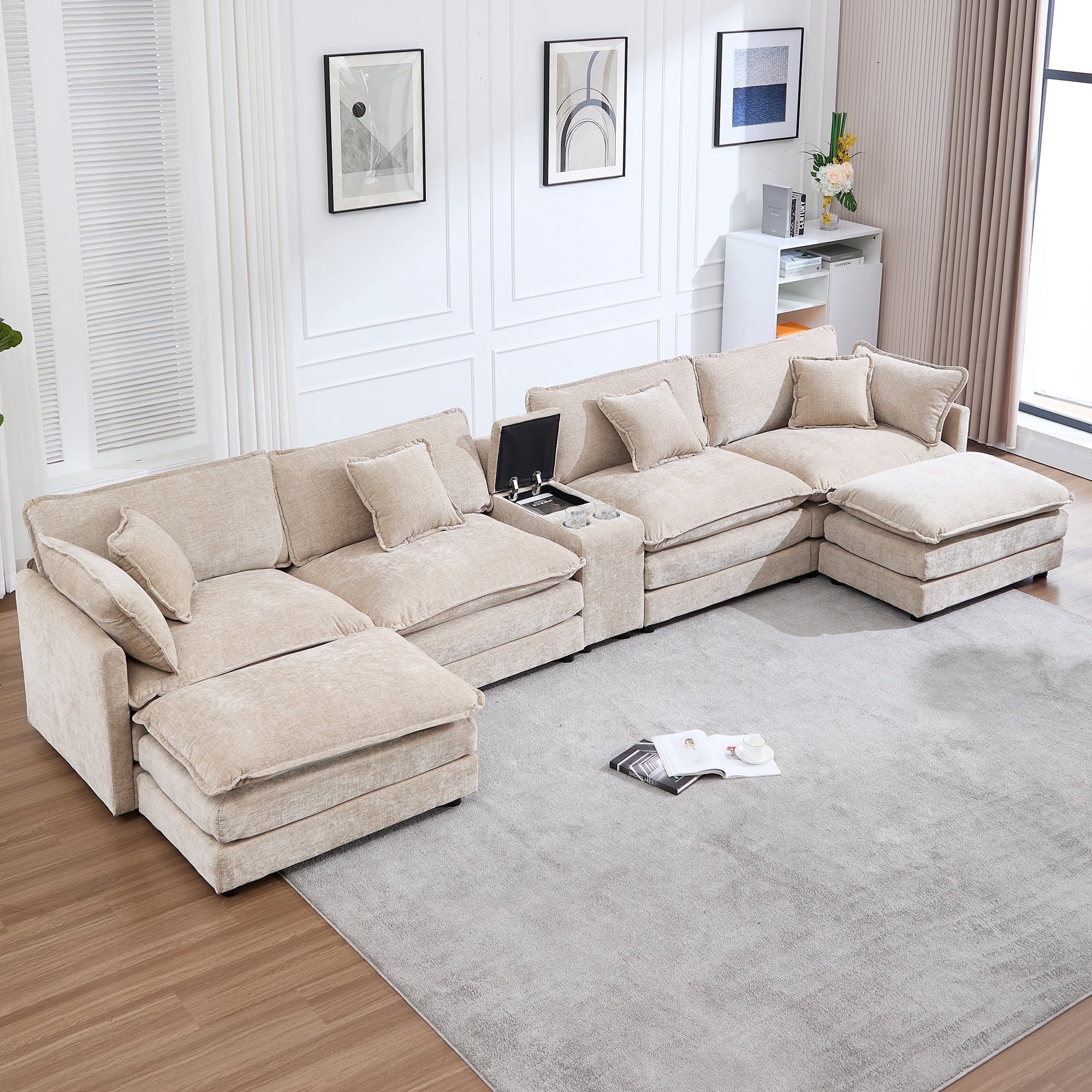 GNIXUU Modern U Shaped Cloud Couch Sectionals, Comfy Couches Fluffy ...