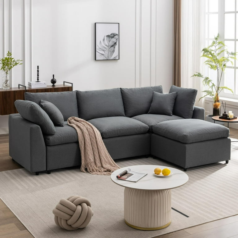 GNIXUU Sectional Sofa Modern Deep 3-Seat Sofa Couch with GNIXUU Sectional Sofa Modern Deep 3-Seat Sofa Couch with