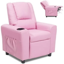 GNMLP Kids Recliner Chair with Cup Holder＆Side Pocket,Toddler Recliner Chair with Adjustable Footrest -Sweet Pink
