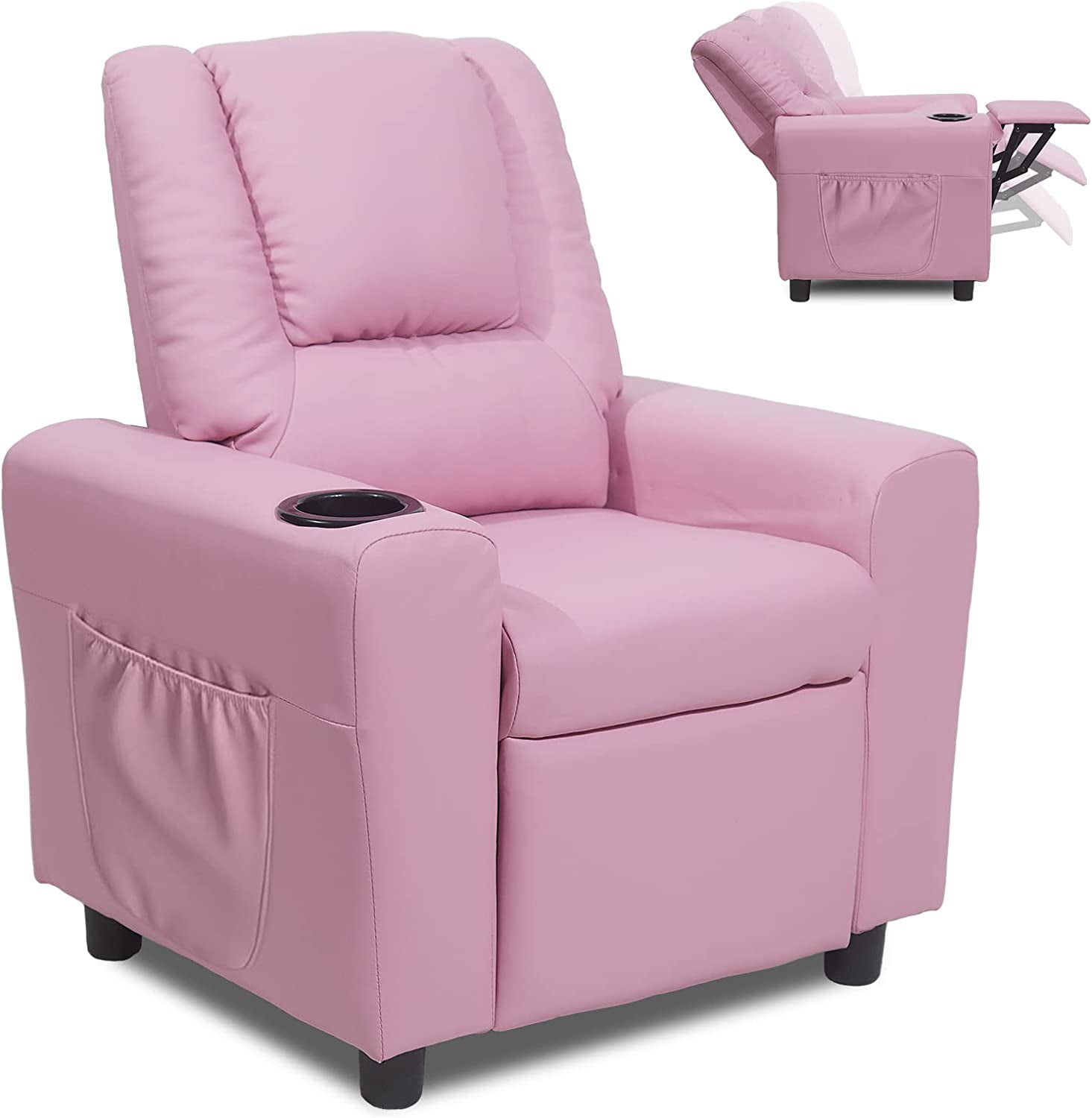 GNMLP Kids Recliner Chair with Cup Holder＆Side Pocket,Toddler Recliner Chair with Adjustable