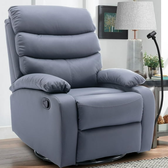 GNMLP Single Swivel Rocker Recliner Chairs,Manual Soft Armchair for Living Room,Bedroom with Phone Holder -Beige