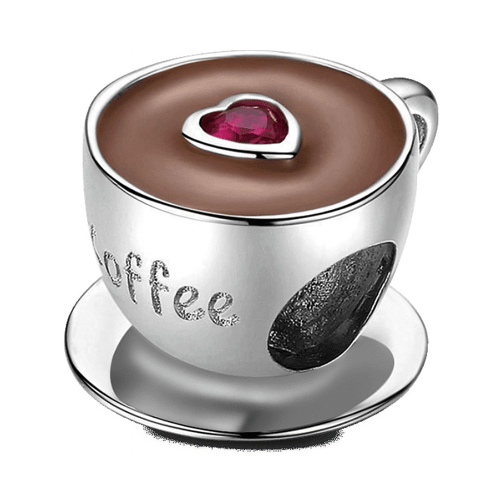 GNOCE Afternoon Coffee Charm Bead 925 Sterling Silver Charms Jewelry Gift For Women Girls Wife Daughter Fit Snake Chain Bracelets/Necklace