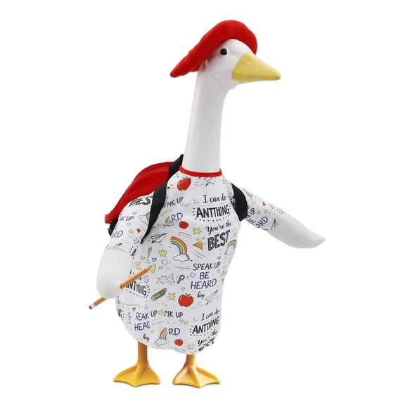 GNOIX Back to School Porch Goose Outfit Set, for 23'' Plastic Statue Lawn Porch Goose Clothes with Schoolbag for Patio Decor