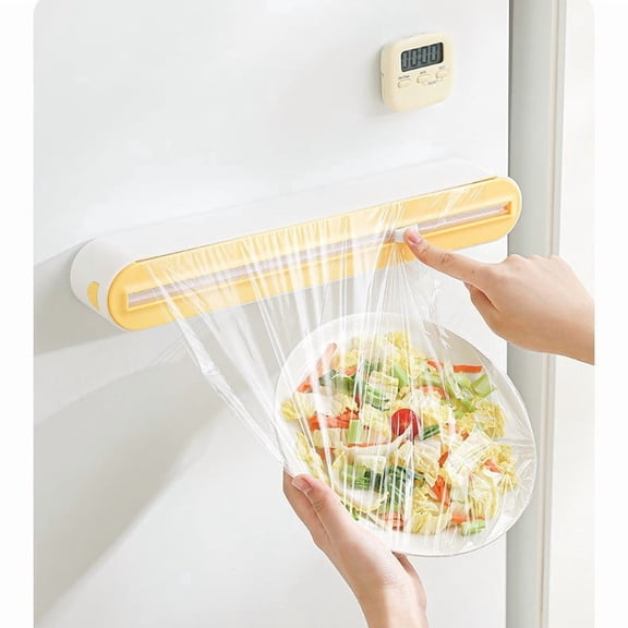 GNOIX Magnetic Plastic Wrap Dispenser, ABS Kitchen Dispenser with Cutter Compact Storage Case, Universal Size Compatible with Plastic Wrap, Parchment Paper, Aluminum Foil