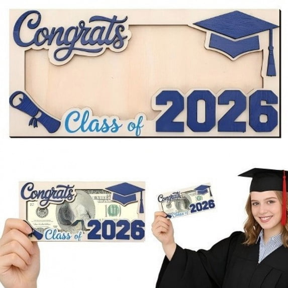 GNOIX Money Holder,Graduation Gifts 2026 Money Holder for Her Him, Wooden Class of 2026 Graduation Cash Holder, Money Envelopes Box for Cash Gifts for College High School