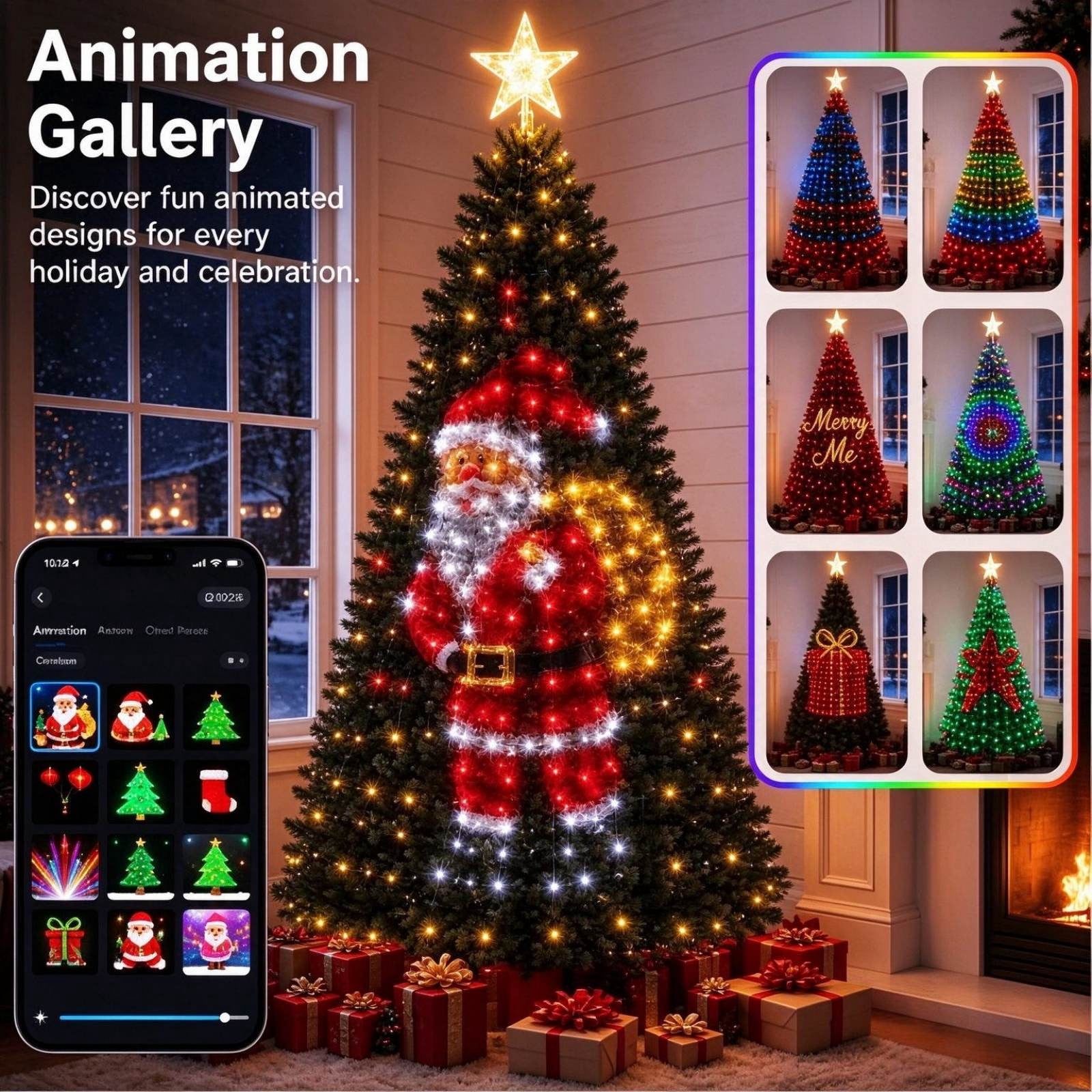 GNOIX Smart Bluetooth Christmas Tree Lights with 400 LEDs, App ...
