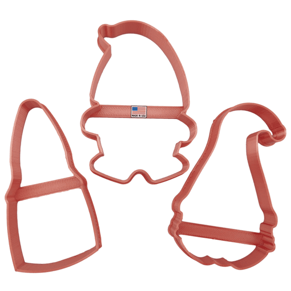 GNOME COOKIE CUTTER SET IN THREE SHAPES Adorable Elf Sitting With Feet Footprint Elves Standing With Arm Leg And Hat Details Valentine Cookie Cutters Woman Girl Boy Man (3 Pack)