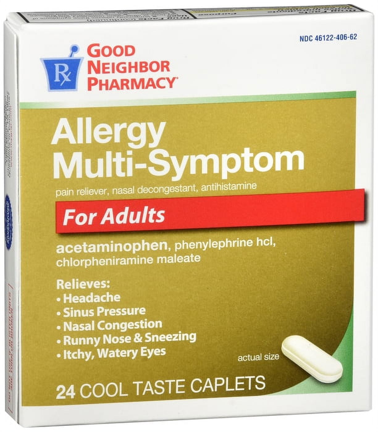 GNP Allergy Multi-Symptom For Adults 24 Cool Taste Caplets - Walmart.com