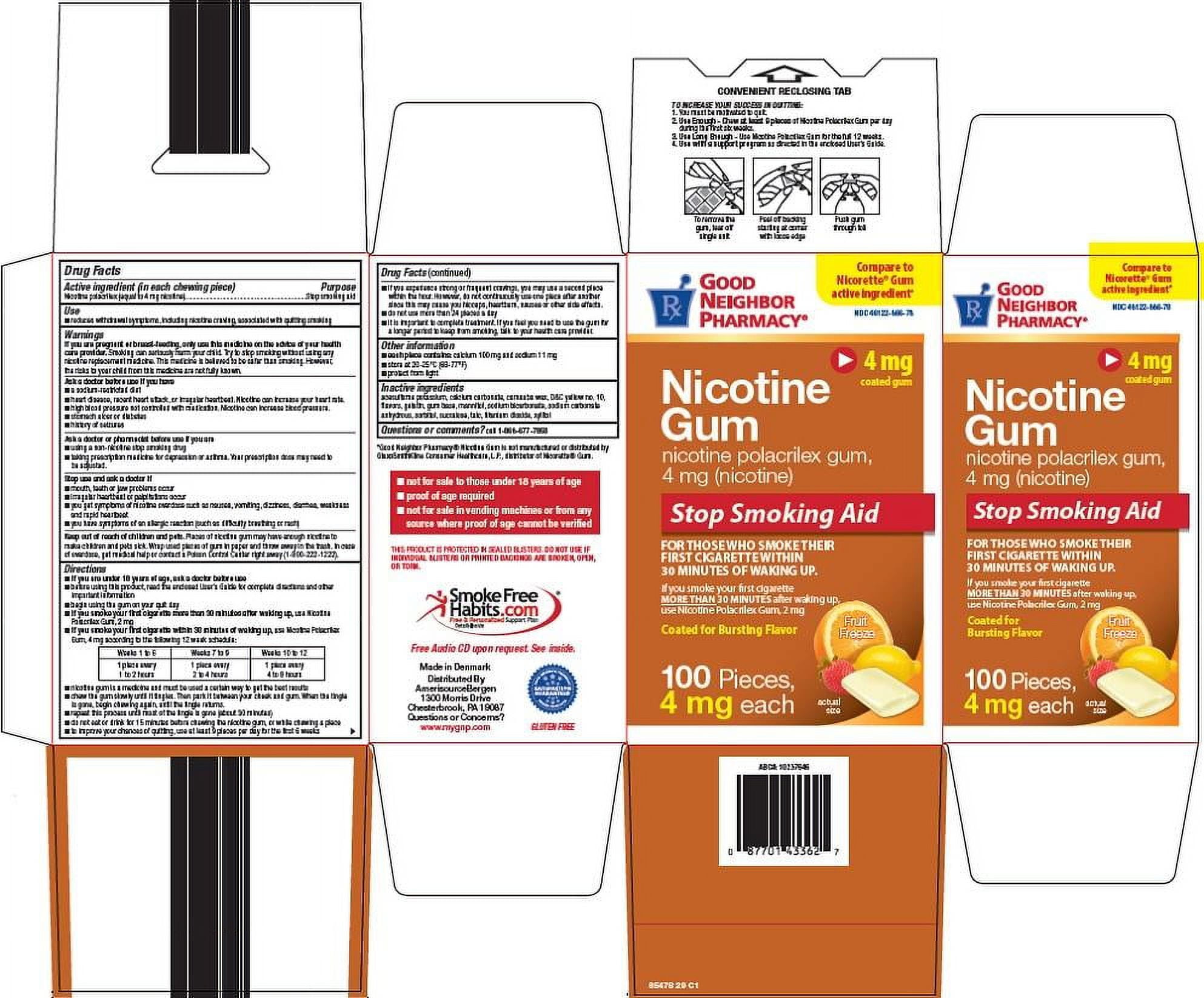 SILVER ROD PHARMACY GNP Nicotine Fruit Flavored Gum 4mg, 100 CT