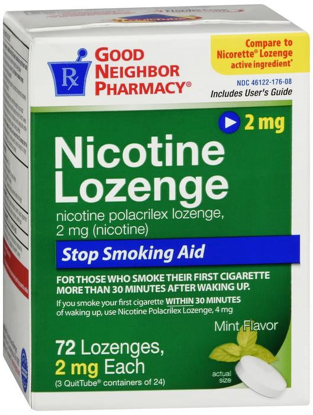 SILVER ROD PHARMACY GNP Nicotine Lozenge Mint Flavored 2mg, 72 CT