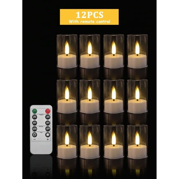 GNWZCUYSNS 12-Piece Flashing Flameless Candle Light Set with Remote Control/Timer, Battery Powered, LED Wishing Candles. Perfect for Christmas, Halloween, and Valentine's Day.