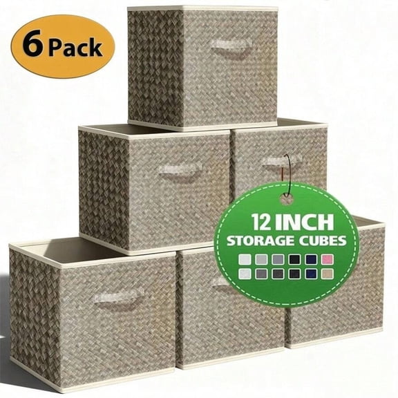 GNWZCUYSNS 12-inch Collapsible Cube Storage Box Set (6-Piece), Wardrobe Organizer & Clothing Storage Box
