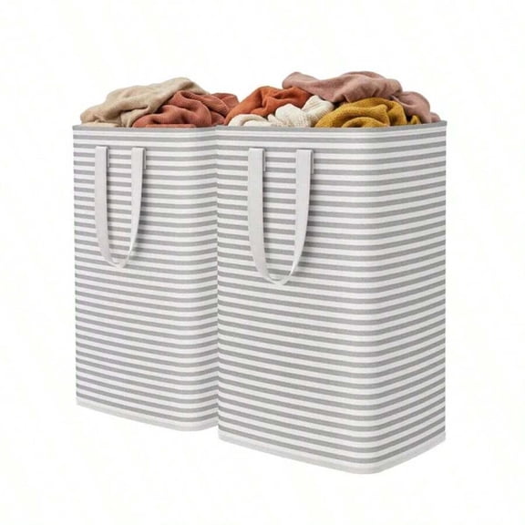 GNWZCUYSNS 2 Pack Laundry Basket 80L Each, Collapsible Clothes Hamper with Reinforced Handles, Freestanding Waterproof Design for Bedroom and Laundry Room