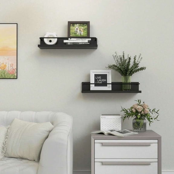 GNWZCUYSNS 2-Piece Floating Shelf with Metal Railing, Wall-Mounted Design, Suitable for Christmas Decorations, Multifunctional Bathroom Storage Rack