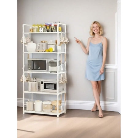 GNWZCUYSNS 5-Tier Heavy-Duty Metal Storage RackOptions, Multi-Functional for Kitchen, Garage, Freestanding Bookshelf, Indoor & Outdoor Standing Shelf White