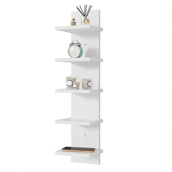 GNWZCUYSNS 5 Tier Wall Shelf,Vertical Column Floating Storage Home Decor Organizer,Floating Shelf Wall Decor Shelves for Bedroom, Living Room,Vanity - White