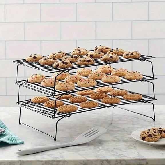 GNWZCUYSNS Baking Cooling Rack, Three-Tier Folding Cooling Rack, Cake Tools, Baking Accessories, Cookie and Cake Drying Rack