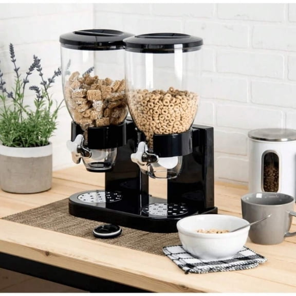 GNWZCUYSNS  Deluxe Dual-Container Cereal Preserver Pro - Space-Saving Kitchen Organizer with Dispensing Control. Sealed Storage for Grains, Nuts, and Breakfast. Easy-Access Dispenser.