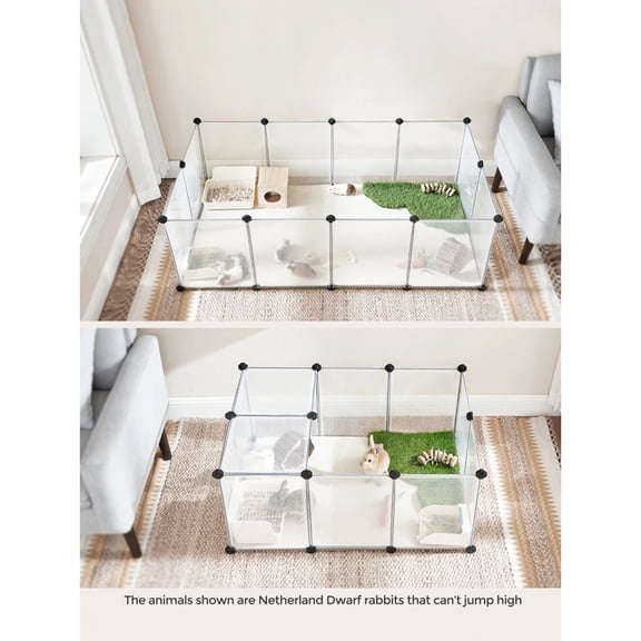 GNWZCUYSNS Pet Playpen With Floor, Small Animal Pen, Pet Fence Indoor, DIY Plastic Enclosure For Hamsters, Rabbits, Hedgehogs, Ferrets, 56.3 X 28.7 X 18.1 Inches