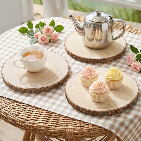 GNWZCUYSNS Wooden Table Centerpieces for Wedding, Natural Wood Slices with Holders, Unfinished Wooden Rounds for Reception Tables, Rustic Wedding Decor, Party Table Decorations