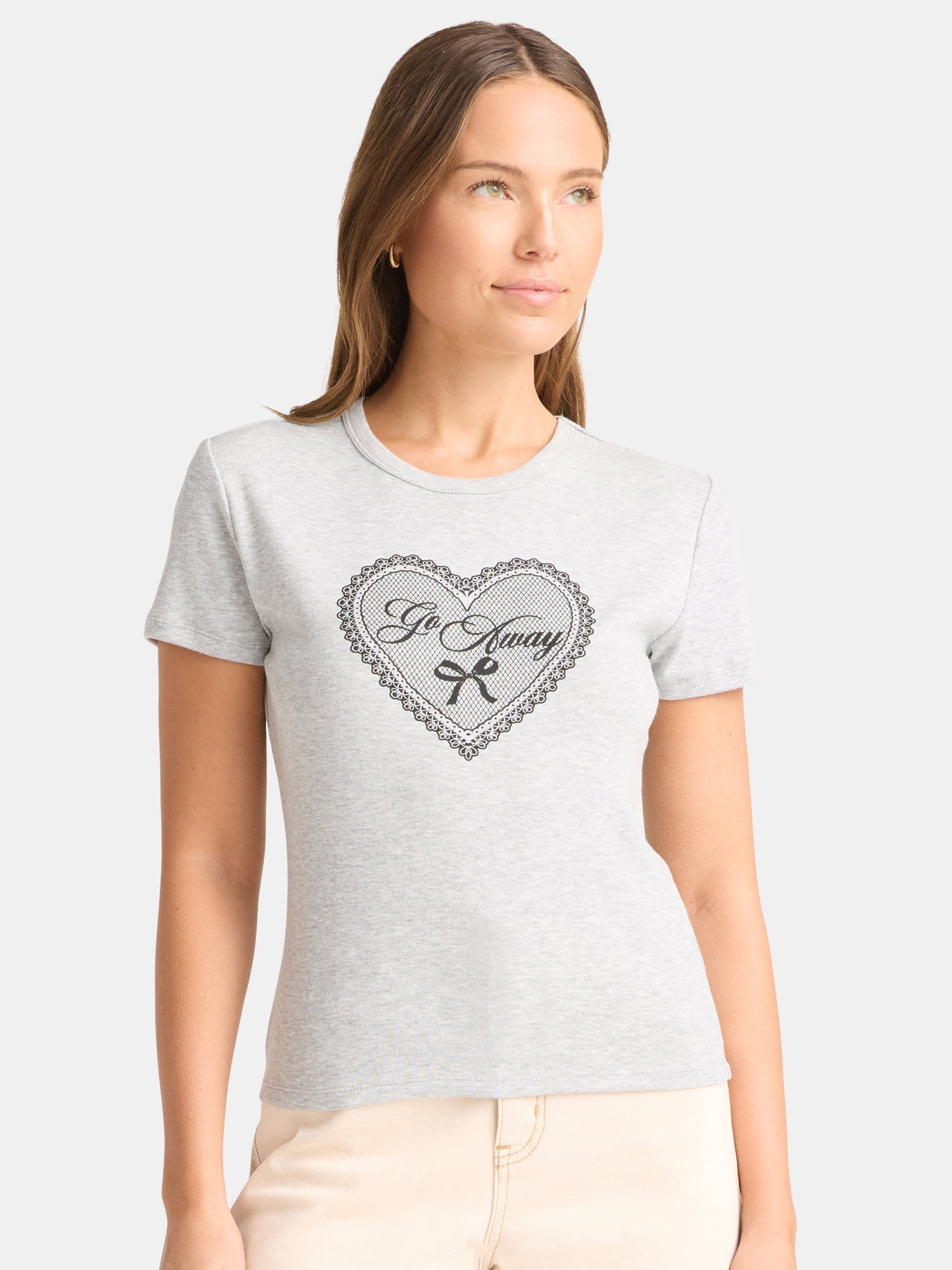 Cactus and Pearl Women's Go Away Graphic Tee with Short Sleeves, Sizes XXS-XXL