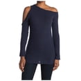 thumbnail image 1 of GO COUTURE Blue Cutout Cold Shoulder Top Size Small, 1 of 2