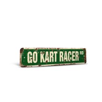 GO KART RACER Vintage Style Rustic Street Sign – Go-Karts Racing Parts Cart Carts Retro Decorative Wall Sign for Home, Bar, Garage, or Outdoor Use | 6" X 24" Aluminum Metal Road Sign