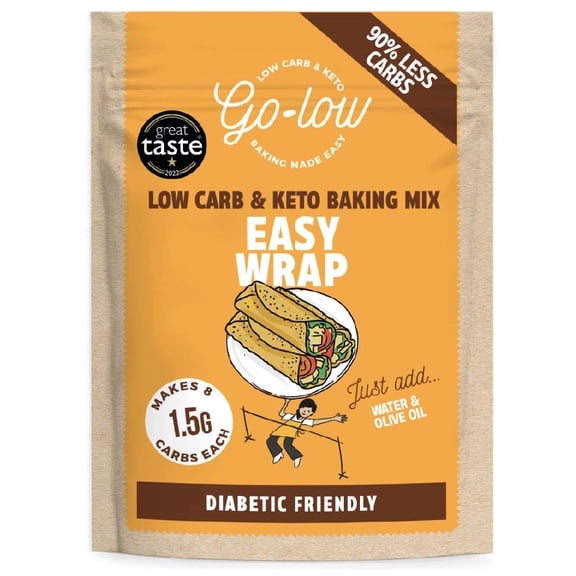 GO LOW Easy Wrap Mix - low carb & Keto - 1.5g carbs per wrap | High fibre | Protein | Gluten free | Nut Free | Paleo | Vegan friendly