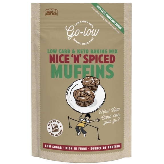 GO-LOW Nice n Spiced Muffins - Low Carb - Keto - Sugar free - 1.3g carbs per serving | Almond Flour | Gluten Free | Vegan | Paleo | Wholefood Ingredients.