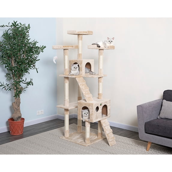 Go Pet Club Large Cat Tower Condo with Bed, Scratching Posts, and ...