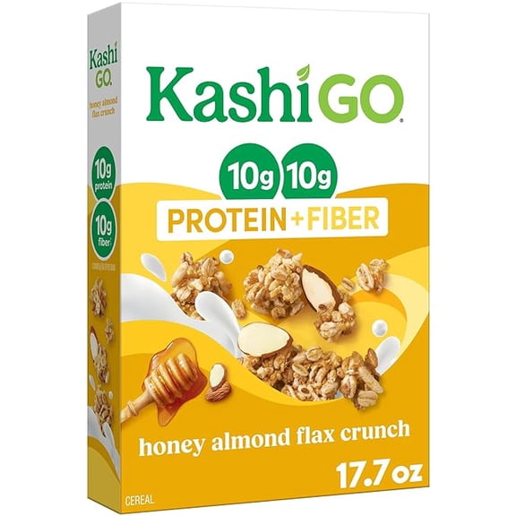 GO Protein Cereal, 10g Protein, 10g Fiber, Honey Almond Flax Crunch, 17.7oz Box (1 Box) Pack of 1
