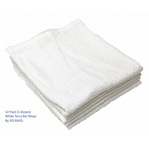 GO RAGS Dozen White Bar Mops, 12 Count