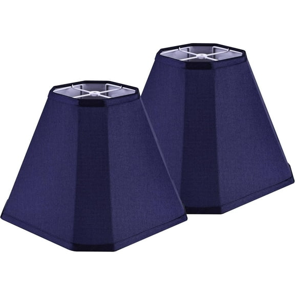 GO&SO Blue Lamp Shade Bell Lamp Shades Set of 2,Scalloped Lamp Shade 6.5"Top x 13"Bottom x 11.2"Slant Height x 10.5''Vertical Height, Silk Fabric Lamp Shades for Table Lamps,Floor Lamp,Easy Assembly