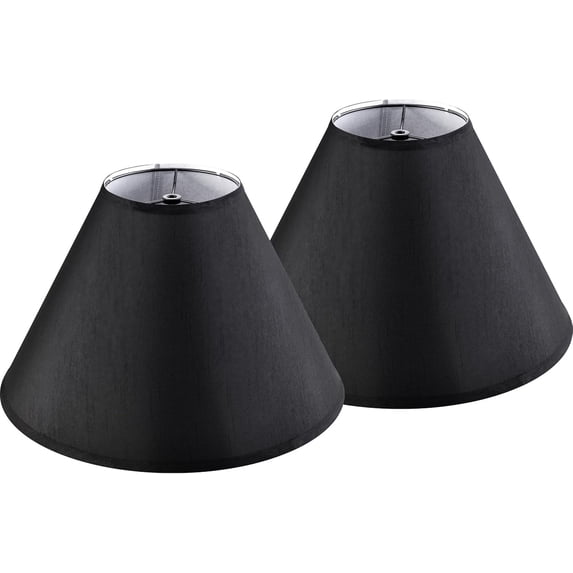 GO&SO Set of 2 Black Lamp Shade Fabric Large Lamp Shades,Barrel Lamp Shades 6.5 x 16.3 x 10.5 inch,Replacement Lamp Shades for Table Lamps,Floor Lamps,Spider Lamp Cover Handcrafted, Assembly Required