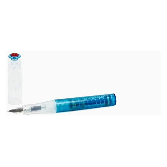 GO Sapphire Fountain Pen - Spring Loaded Piston Filler, Fine Nib - Affordable Writing Pens for Calligraphy, Everyday Use, & Gift Giving Sapphire, Clear