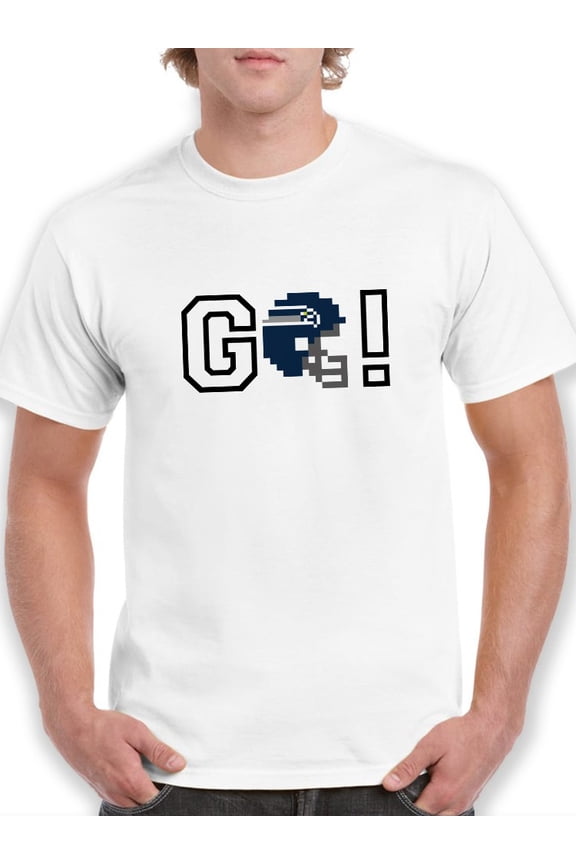GO Team! Navy And White Graphic Helmet Design Men White T-Shirt, Male x-Large