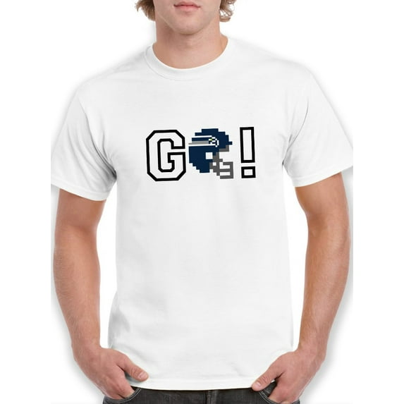 GO Team! Navy And White Graphic Helmet Design Men White T-Shirt, Male x-Large