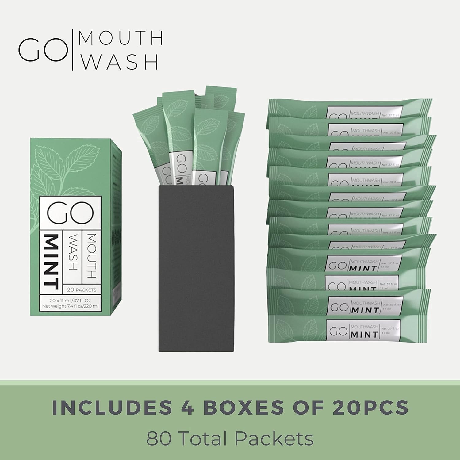 GO Mouthwash Travel Size Mint Oral Rinse Packets - 80 count