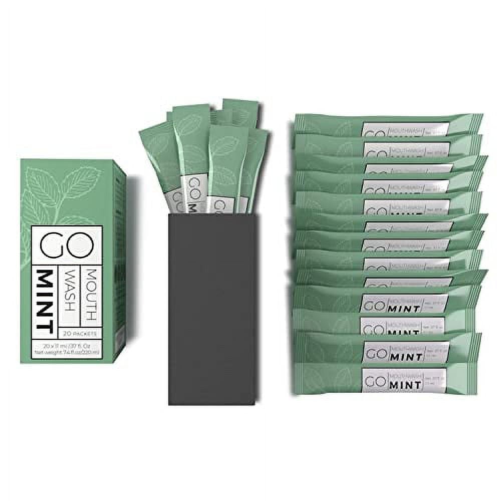 GO Travel Size Mouthwash Packets  Individual Mini Mouthwash for Fresh Breath - TSA Compliant - Smart Packet Design to reduce travel bottle waste - Liquid Mint Flavored Portable Travel Mouthwash