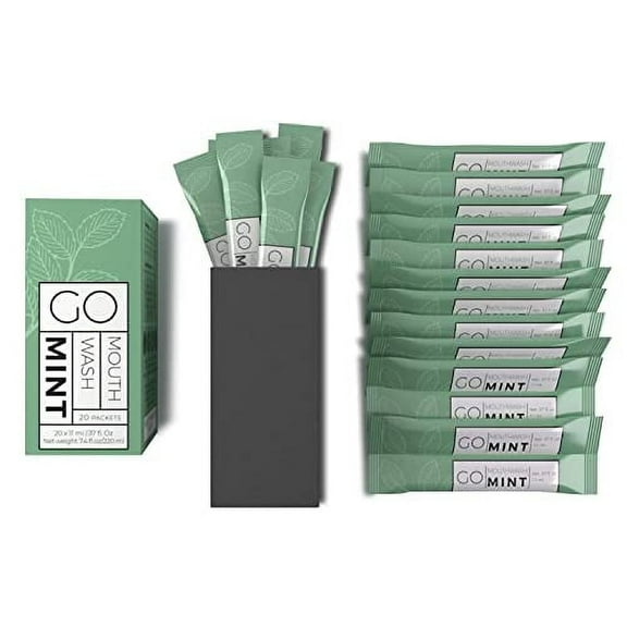 GO Travel Size Mouthwash Packets Individual Mini Mouthwash for Fresh Breath - TSA Compliant - Smart Packet Design to reduce travel bottle waste - Liquid Mint Flavored Portable Travel Mouthwash