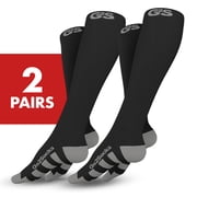 GO2 Compression Socks for Men Women Nurses Runners 20-30 mmHG high - Medical Stocking Maternity Travel - Best Performance Recovery Circulation Stamina - 2Pk Black,XL
